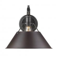  3306-1W BLK-RBZ - Orwell BLK 1 Light Wall Sconce in Matte Black with Rubbed Bronze shade